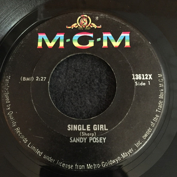 Sandy Posey : Single Girl / Blue Is My Best Color (7", Single)