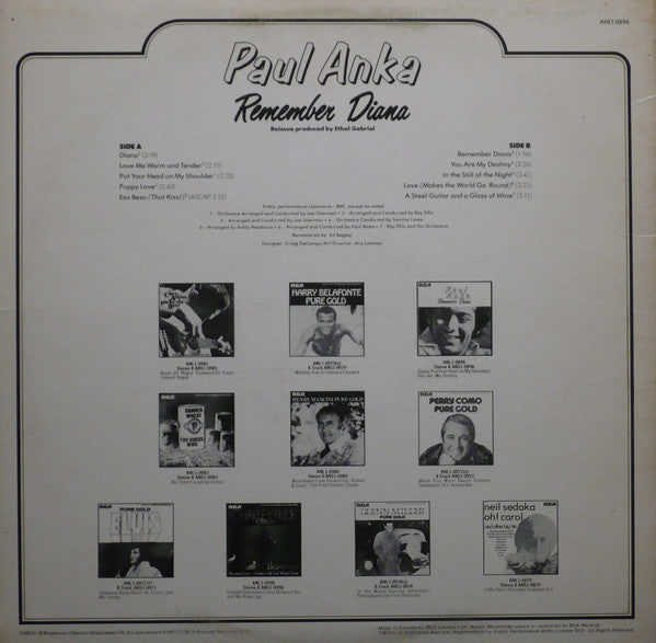 Paul Anka : Remember Diana (LP, Album, Comp)