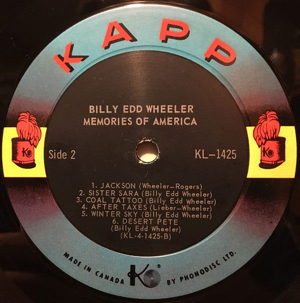 Billy Edd Wheeler : Memories Of America (LP, Album, Mono)