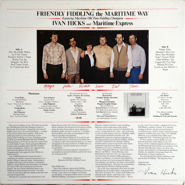 Ivan Hicks (2) and Maritime Express : Friendly Fiddling The Maritime Way (LP, Album)