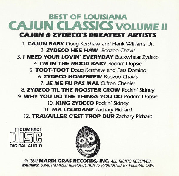 Various : Best Of Louisiana Cajun Classics - Vol. II (Cajun & Zydeco's Greatest Artists) (CD, Comp)