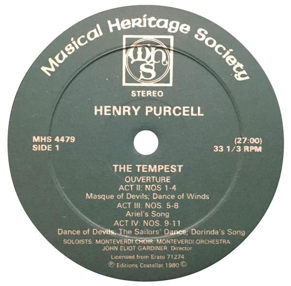Henry Purcell /  John Eliot Gardiner, The Monteverdi Choir & The Monteverdi Orchestra : The Tempest (LP, RE)