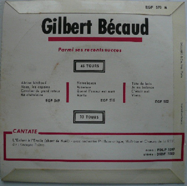 Gilbert Bécaud : Et Maintenant (7", EP, Mono)