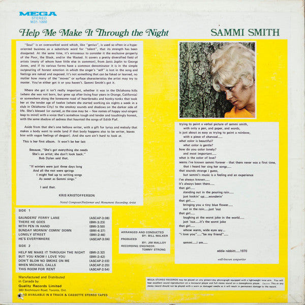 Sammi Smith : Help Me Make It Through The Night (LP, Album)