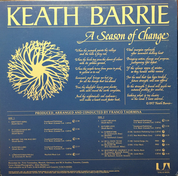 Keath Barrie : A Season Of Change (LP, Album)