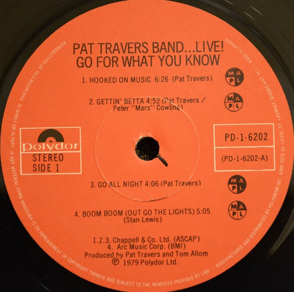 Pat Travers Band : Live! Go For What You Know (LP, Album)