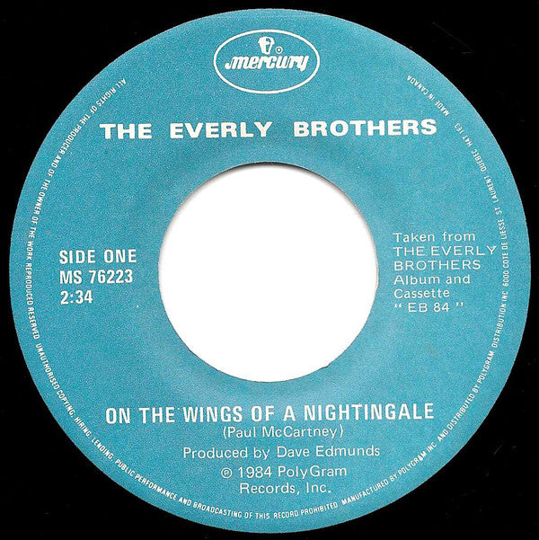 Everly Brothers : On The Wings Of A Nightingale (7", Single)