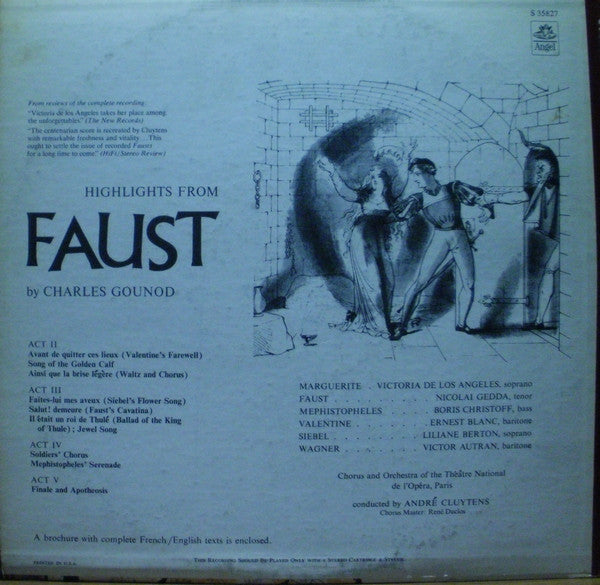 Charles Gounod • Victoria De Los Angeles • Nicolai Gedda • Boris Christoff • André Cluytens Conducting The Orchestre National De L'Opéra De Paris And Choeur Du Théâtre National De Paris : Highlights From Faust (LP, Album)