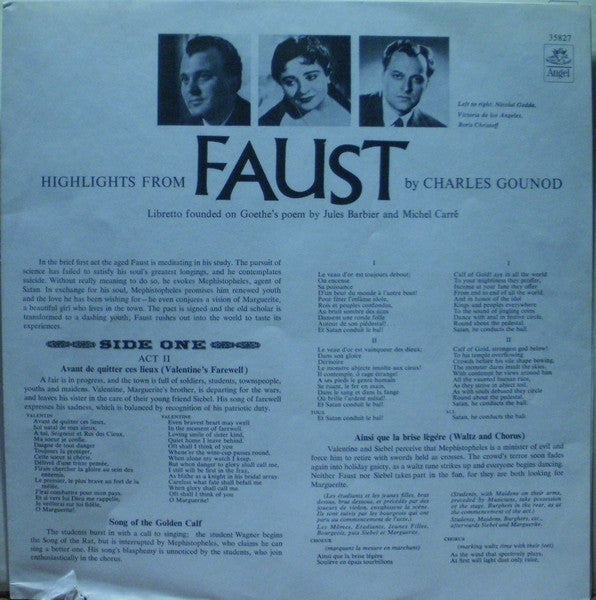 Charles Gounod • Victoria De Los Angeles • Nicolai Gedda • Boris Christoff • André Cluytens Conducting The Orchestre National De L'Opéra De Paris And Choeur Du Théâtre National De Paris : Highlights From Faust (LP, Album)