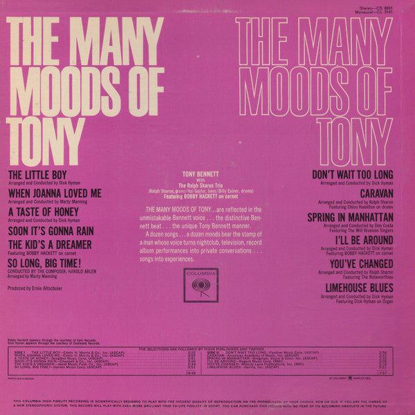 Tony Bennett : The Many Moods Of Tony (LP, Album, Mono)