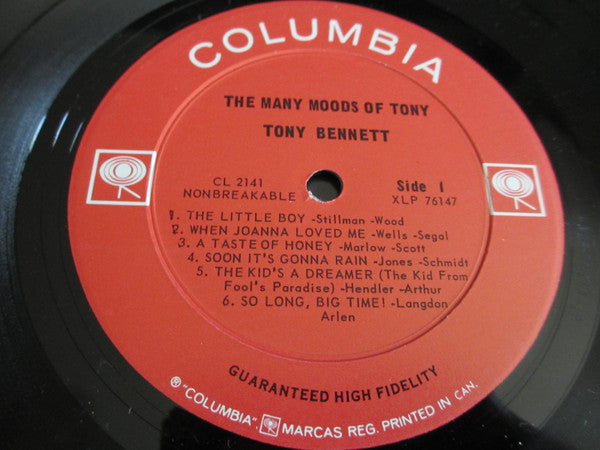Tony Bennett : The Many Moods Of Tony (LP, Album, Mono)