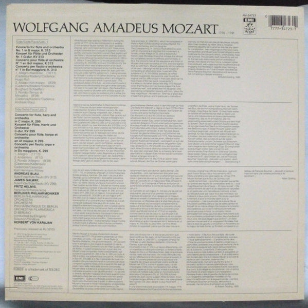 W. A. Mozart* - Karajan*, Berlin Philharmonic Orchestra*, Andreas Blau, James Galway, Fritz Helmis : Karajan Conducts Mozart Concertos (LP, Album, RE)