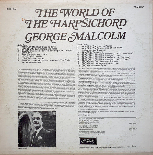 George Malcolm : The World Of The Harpsichord (LP, Comp)