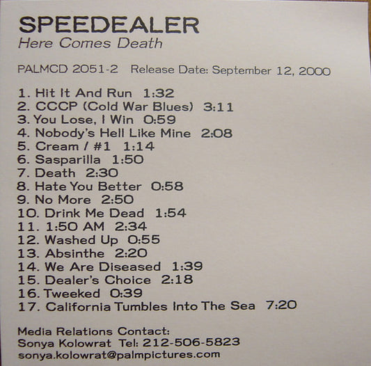 Speedealer : Here Comes Death (CD, Album, Promo)