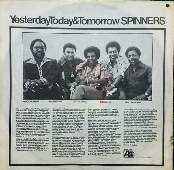 Spinners : Yesterday, Today & Tomorrow (LP, Album)