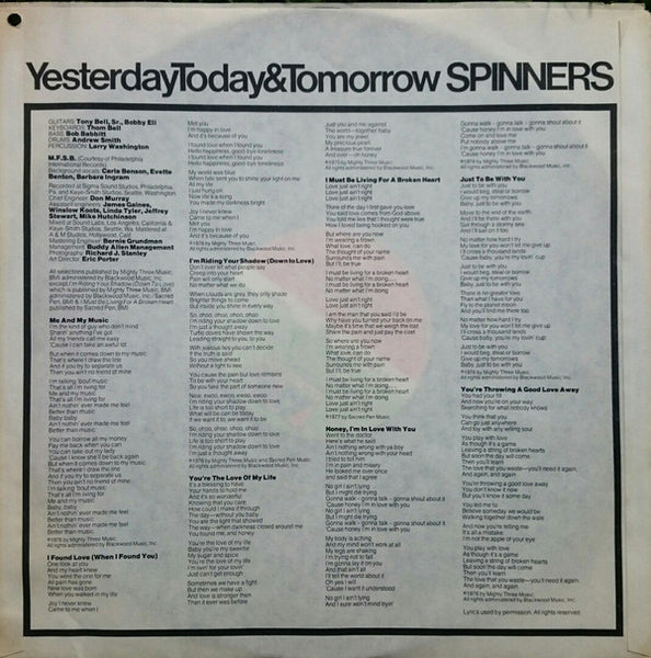 Spinners : Yesterday, Today & Tomorrow (LP, Album)