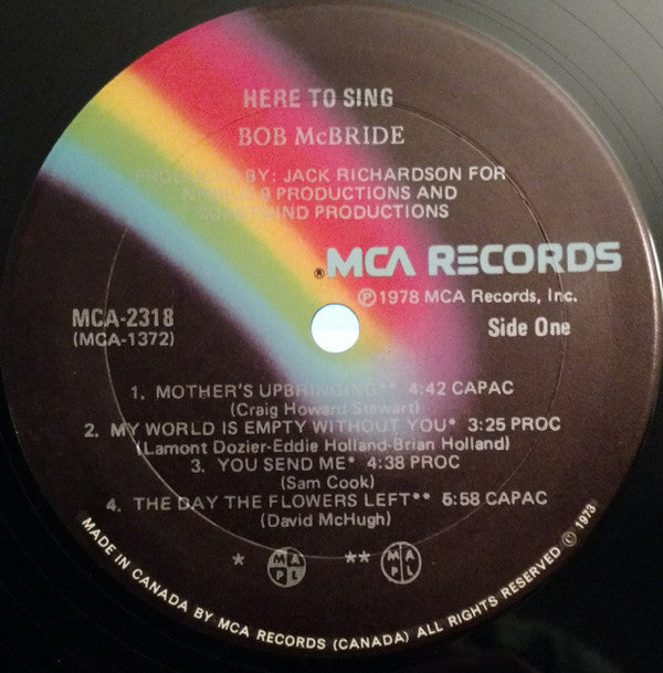 Bob McBride : Here To Sing (LP, Album)