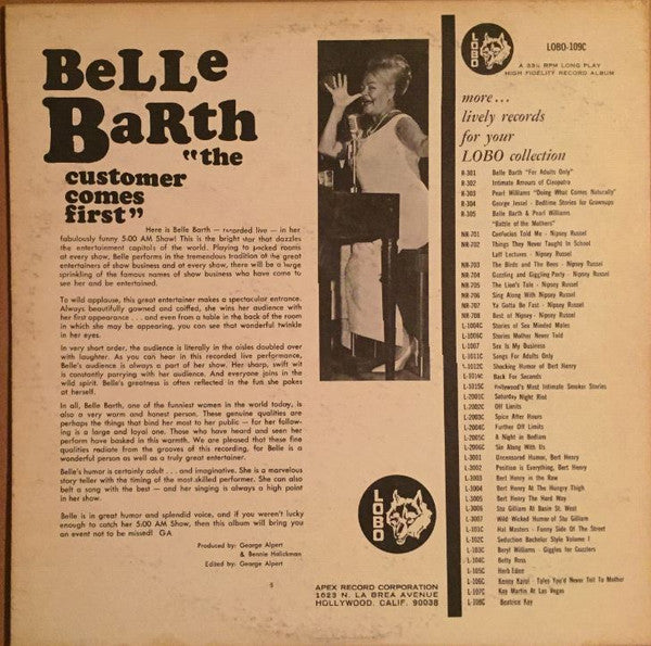 Belle Barth : The Customer Comes First (LP, Album, Mono)