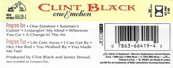 Clint Black : One Emotion (Cass, Album, Dol)