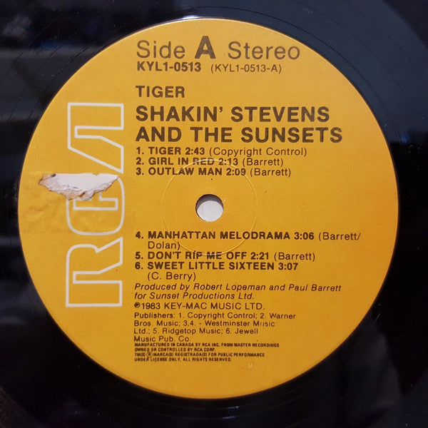 Shakin' Stevens And The Sunsets : Tiger (LP, Comp)