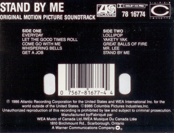 Various : Stand By Me (Original Motion Picture Soundtrack) (Cass, Album, Comp, Dol)