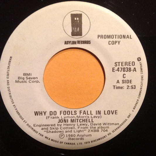 Joni Mitchell : Why Do Fools Fall In Love (7", Single, Promo)