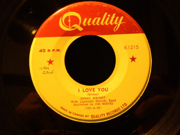 Ginny Wright : I Love You  (7", Single)