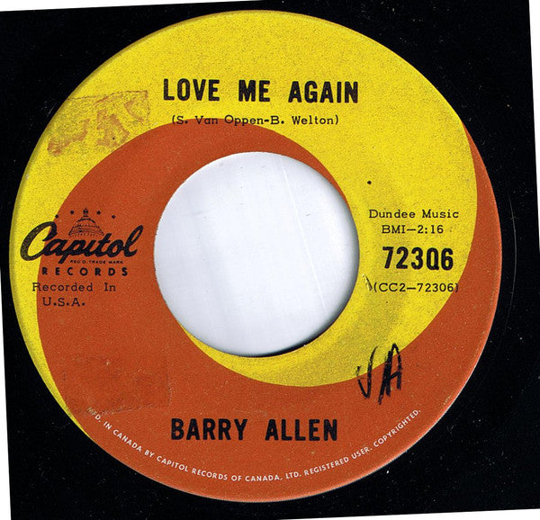 Barry Allen : A Penny A Teardrop / Love Me Again (7")