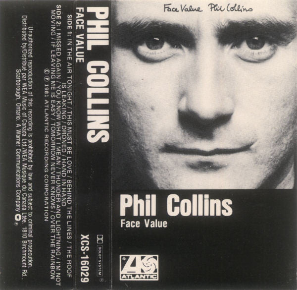 Phil Collins : Face Value (Cass, Album, RE, Dol)