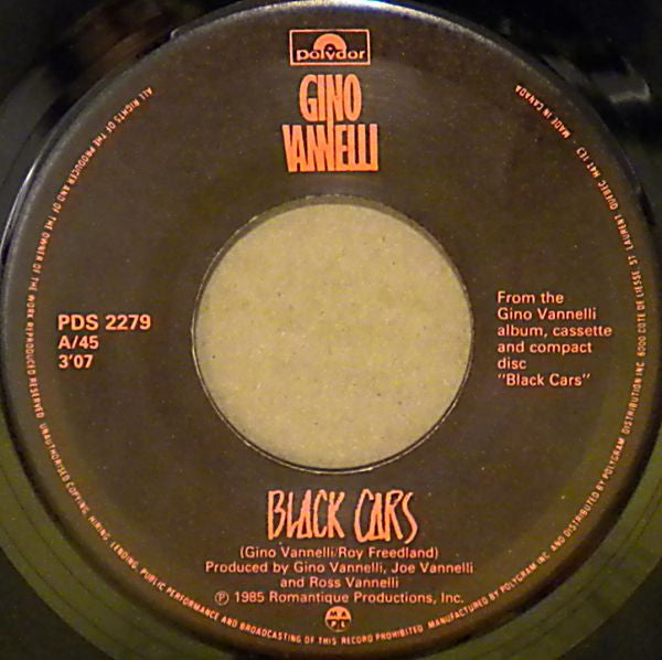 Gino Vannelli : Black Cars (7", Single)