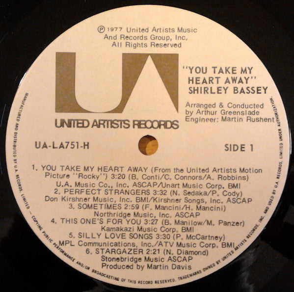 Shirley Bassey : You Take My Heart Away (LP, Album)