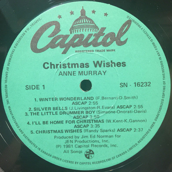 Anne Murray : Christmas Wishes (LP, Album)