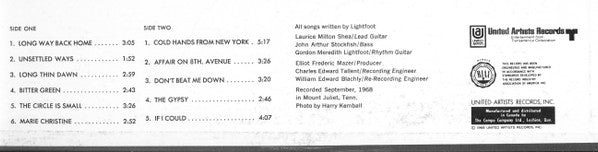 Gordon Lightfoot : Back Here On Earth (LP, Album)