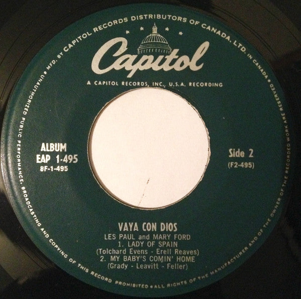 Les Paul And Mary Ford* : Vaya Con Dios (7", EP, Mono)