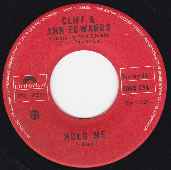 Cliff & Ann Edwards : Carry On / Hold Me (7", Single)
