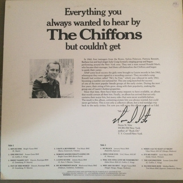 The Chiffons : Everything You Always Wanted To Hear By The Chiffons But Couldn't Get (LP, Comp, Mono)